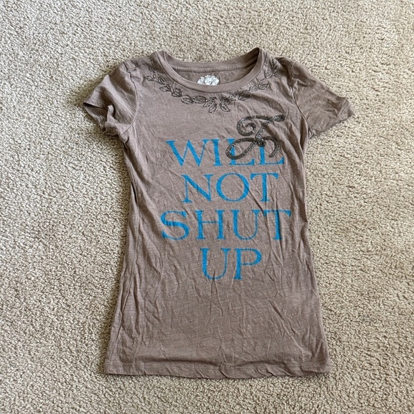 Juicy Couture Y2K Graphic Tee ‘Will Not Shut Up’ Vintage size small - Picture 1 of 7